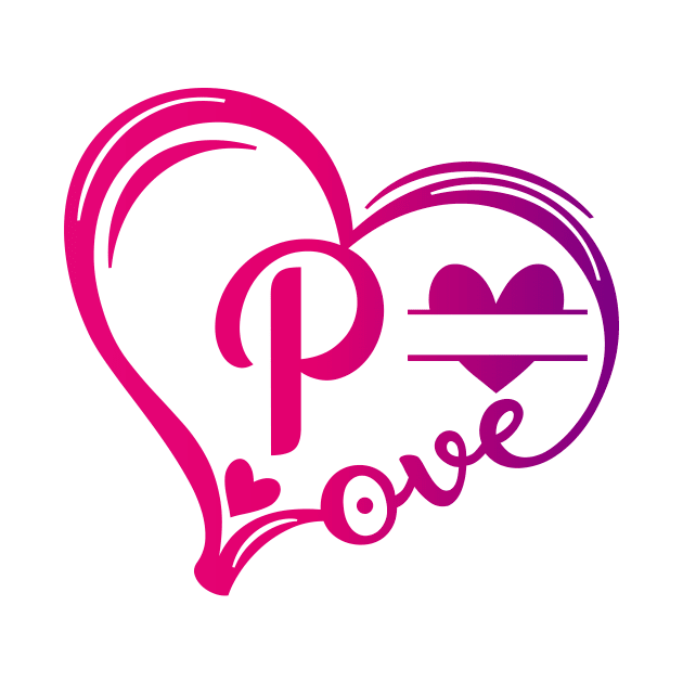 letter p monogram in the shape of love by Candy Store