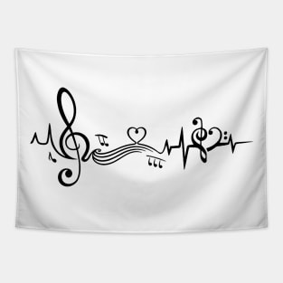 Heartbeat Pulse Line Music Notes black v Tapestry