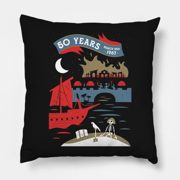 Pirates of the Caribbean 50th Anniversary by Rob Yeo - WDWNT.com Pillow by WDWNT