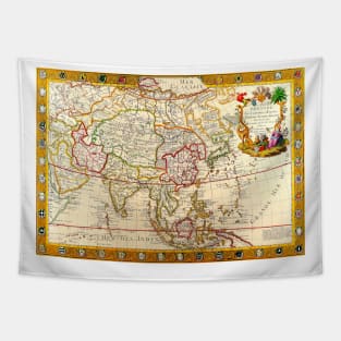 Guillaume Danet - Asia Map 1732 -  Ancient World Maps Tapestry