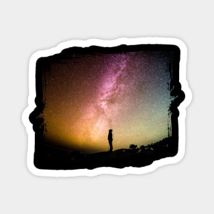 Aurora Night Sky with silhouette people Magnet