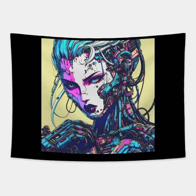 Cyborg Woman Tapestry by Cyber Prints