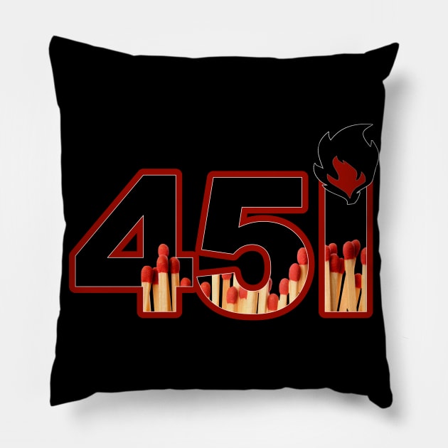 Ray Bradbury's Fahrenheit 451 Pillow by Phantom Goods and Designs