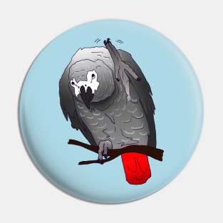 African Grey Parrot Perching Waving on a Branch Pin