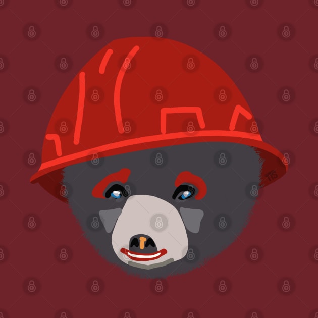 Funny Bear Cub in Red Hard Hat Building Inspector Humor by The Trades Store