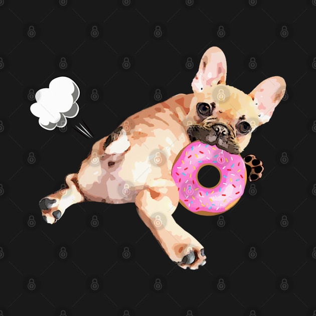 French bulldog lovers, Frenchie with donut and little fart by Collagedream