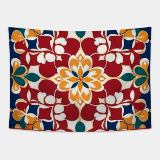 Brightly Colored Geometric Floral Pattern. Tapestry