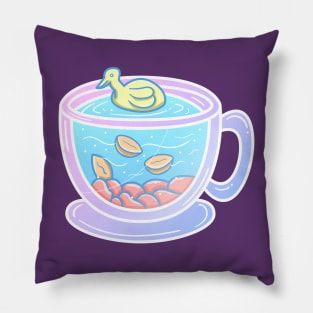 Duck and coffee cup Pillow