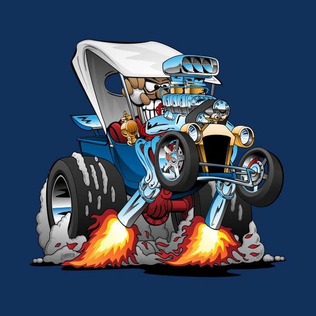 Custom T-bucket Roadster Hotrod Cartoon Illustration by hobrath