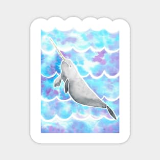 Watercolor Tie-Dye Narwhal Magnet