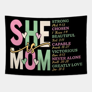 She Is Mom Strong Brave Fearless Lovely Beautiful Tapestry