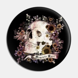 Memento mori, Skull and dark flowers, sugar skull, Pin