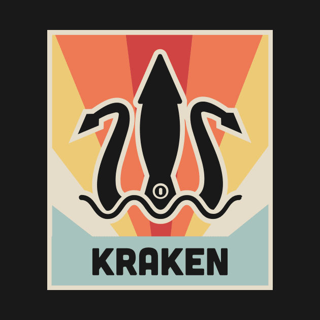 Vintage Style Squid Kraken Poster by MeatMan