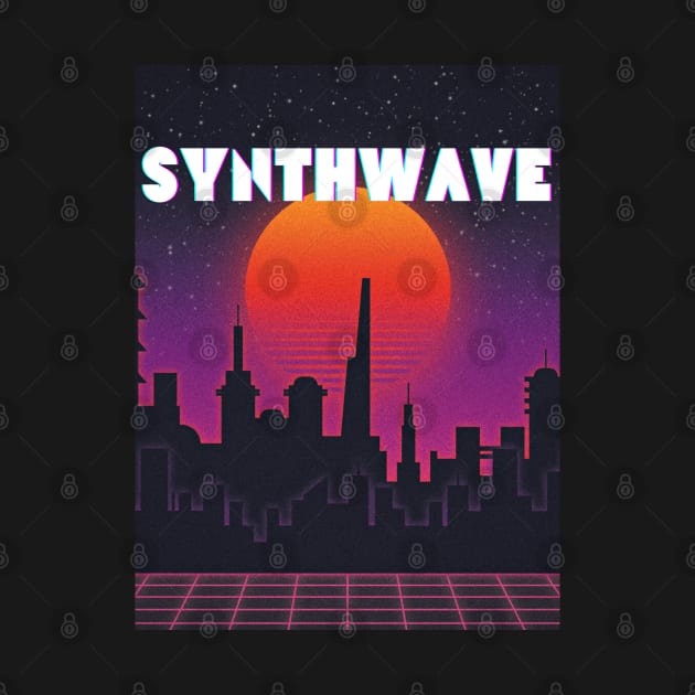 Synthwave Retro City Night Design by 80snerd