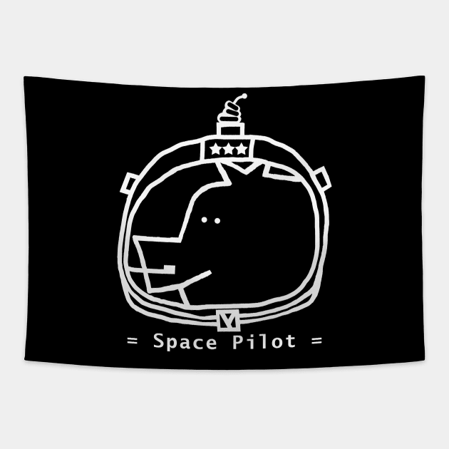 White Line Space Pilot Astronaut Pig Portrait Tapestry by ellenhenryart