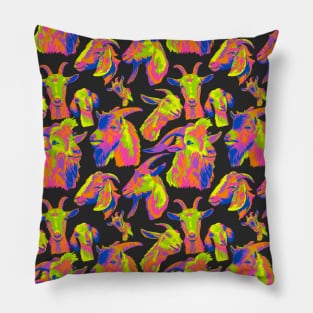 All Over Neon Goats Print Pillow