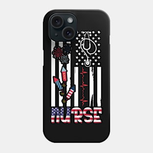 Nurse 4th of July American Flag Patriotic USA Stethoscope Phone Case