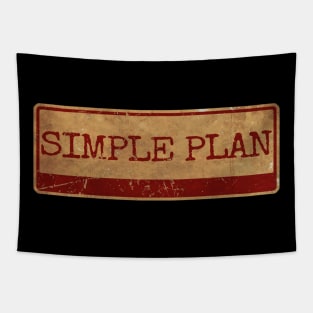 Aliska text red gold retro Simple Plan Tapestry