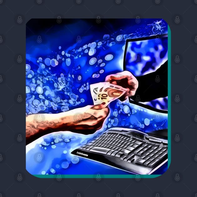 Hand to hand paying through screen abstract make money by Lebihanto