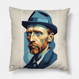 Vincent's Vision: A Van Gogh Portrait Illustration Pillow