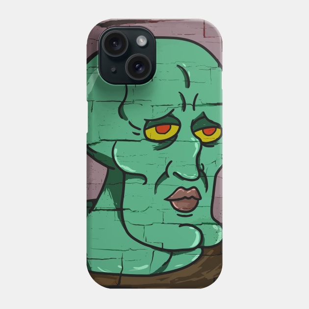 Handsome Squidward Distressed Style Vector Draw Phone Case by DeathAnarchy