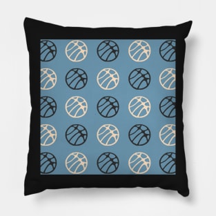 Blue Basketball Ball Pattern Black and White Pillow