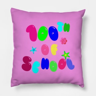 100th Of School Kids Teacher Groovy Cute Funny T-Shirt Pillow