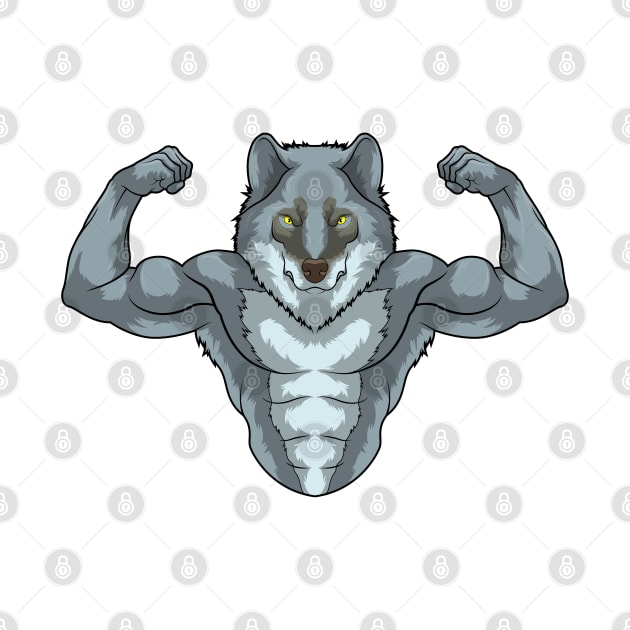 Wolf as Bodybuilder with big Muscles by Markus Schnabel