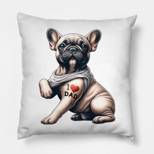 French Bulldog Tattoo I Love Dad Father's Day Pillow