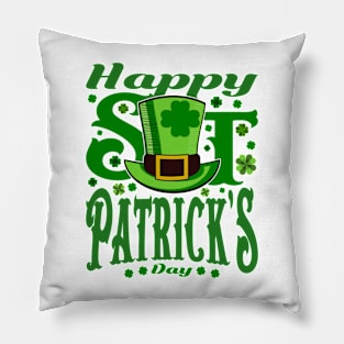 Happy St Patrick's Day Green Text Pillow