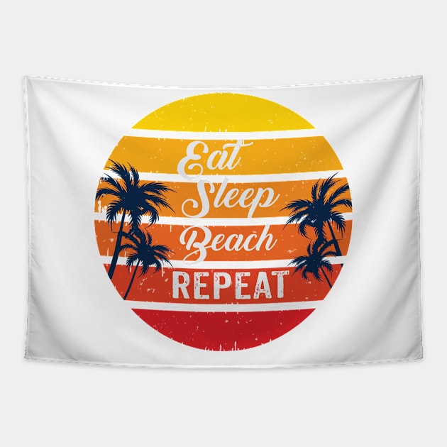 Eat sleep beach repeat Tapestry by Lifestyle T-shirts