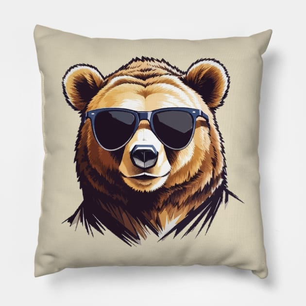 Cool Bear Pillow by BearCaveDesigns