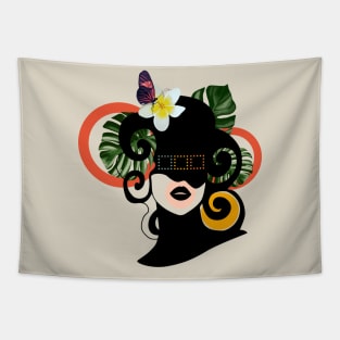 Abstract Woman with Mask Tapestry