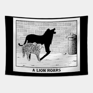 The Lion Roars of a Street Cat – funny cat drawing Tapestry