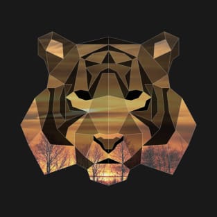 Tiger Low Poly Double Exposure Art T-Shirt