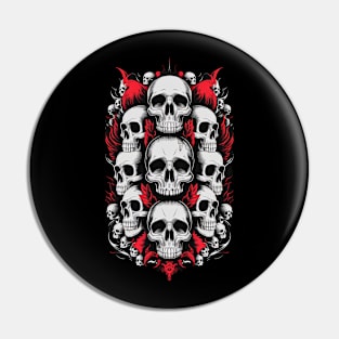 Gothic Symphony: A Skull and Red Flames Ensemble Pin