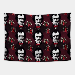 Edgar Allan Poe & Holly-Jolly Mistletoe Tapestry