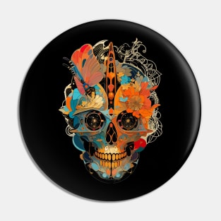 Halloween Spooky Season Day of the Dead Butterfly Skull Pin