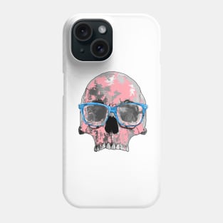 Pink skull with blue glasses Phone Case