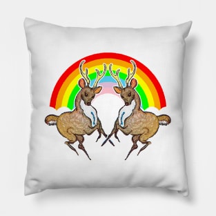 Beloved deer in the rainbow Pillow