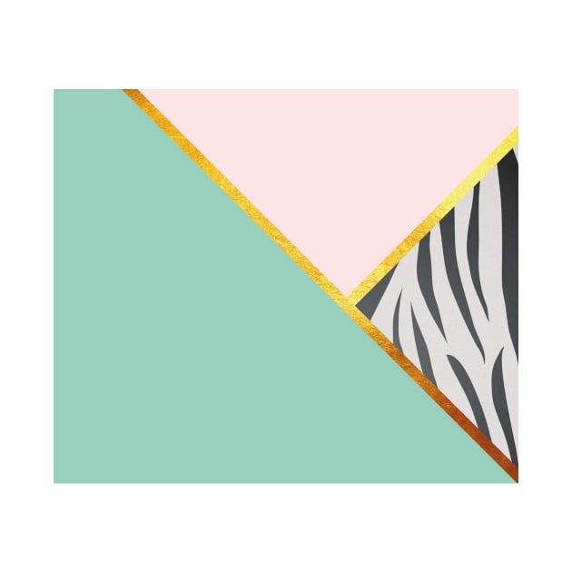 Abstract zebra print, color blocking mint by ColorsHappiness