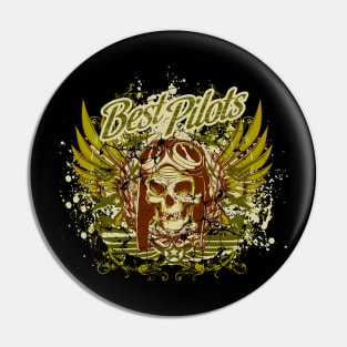 Skull Pilot with Wings Pin