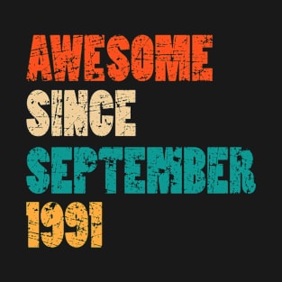 Awesome Since September 1991 28 Years Old Bday Gift 28th Birthday T-Shirt