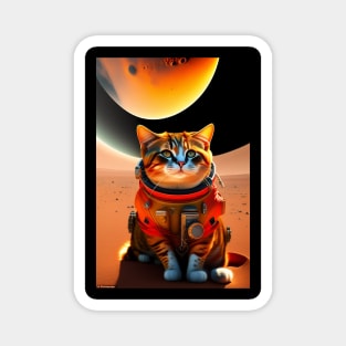 Funny cute cat in space graphic design artwork Magnet