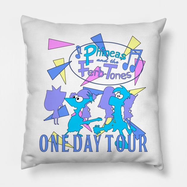 Phineas and the Ferb-Tones One Day Tour Pillow by Couplethatgeekstogether