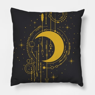 Vintage Celestial Mystical Crescent Moon Pillow