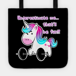 Barbell unicorn, gym girl, fitness girl Tote