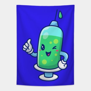 Cute Injection Thumbs Nail up Cartoon Tapestry