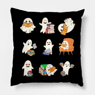 Ghost Reading Book Cute Teacher Halloween Pillow