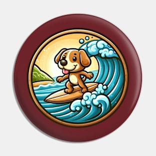 Surfing dog Pin